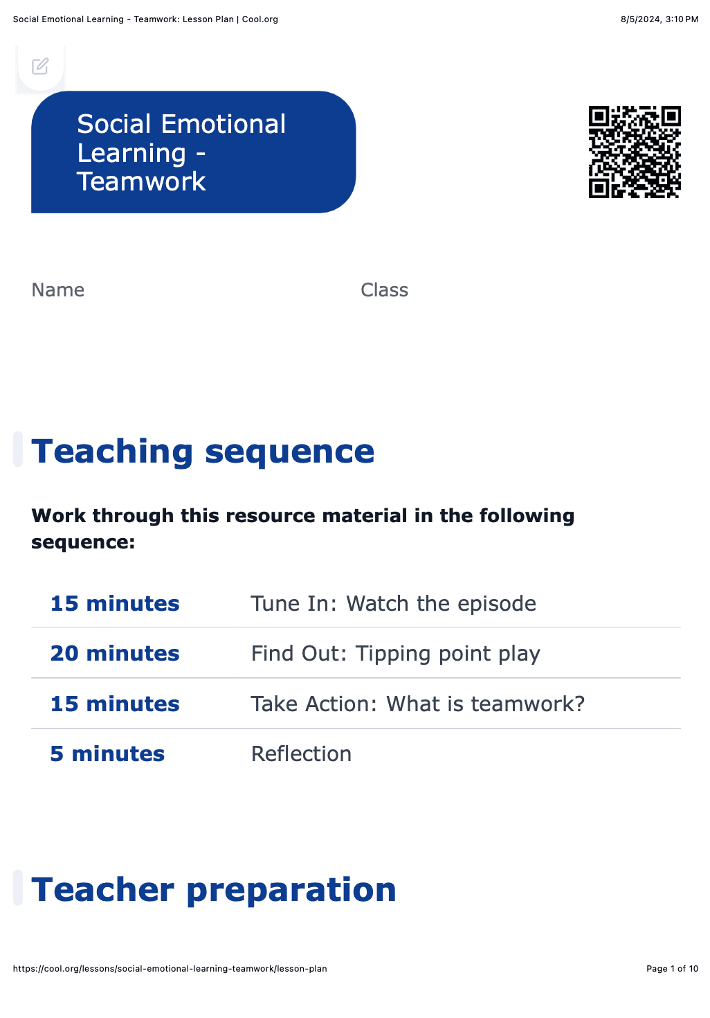Sample Worksheet