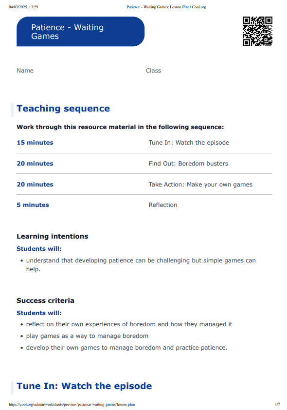 Sample Worksheet