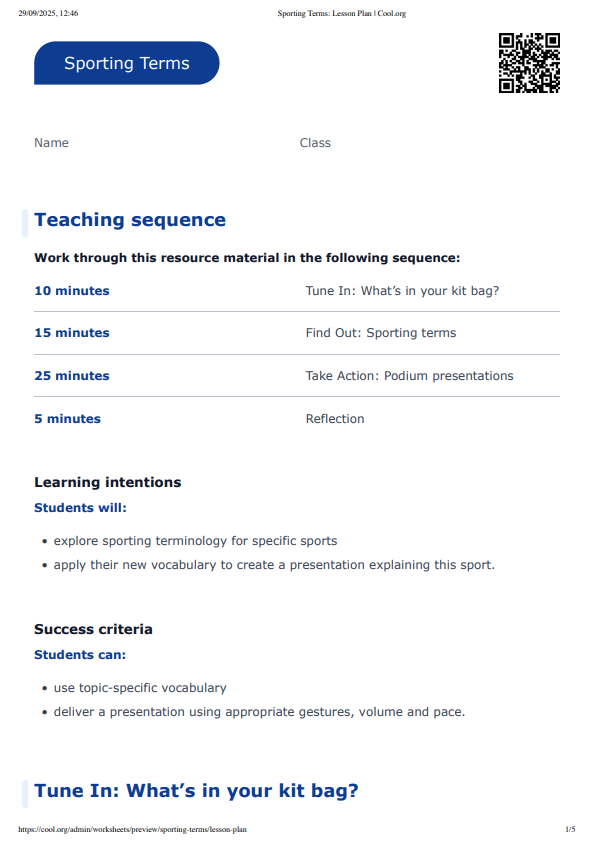 Sample Worksheet