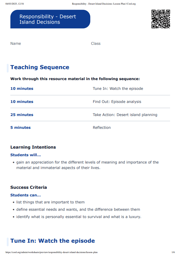 Sample Worksheet
