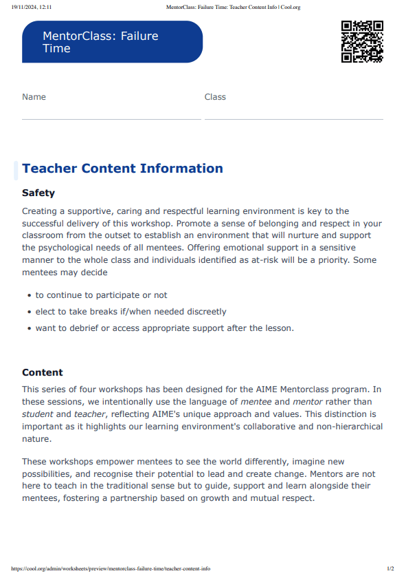 Sample Worksheet