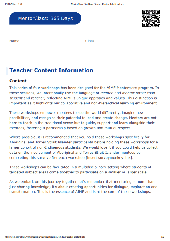Sample Worksheet