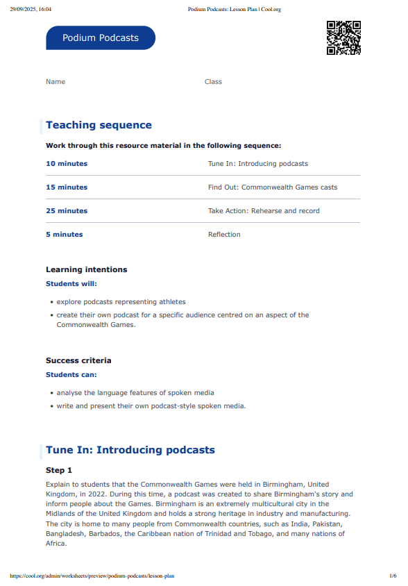 Sample Worksheet