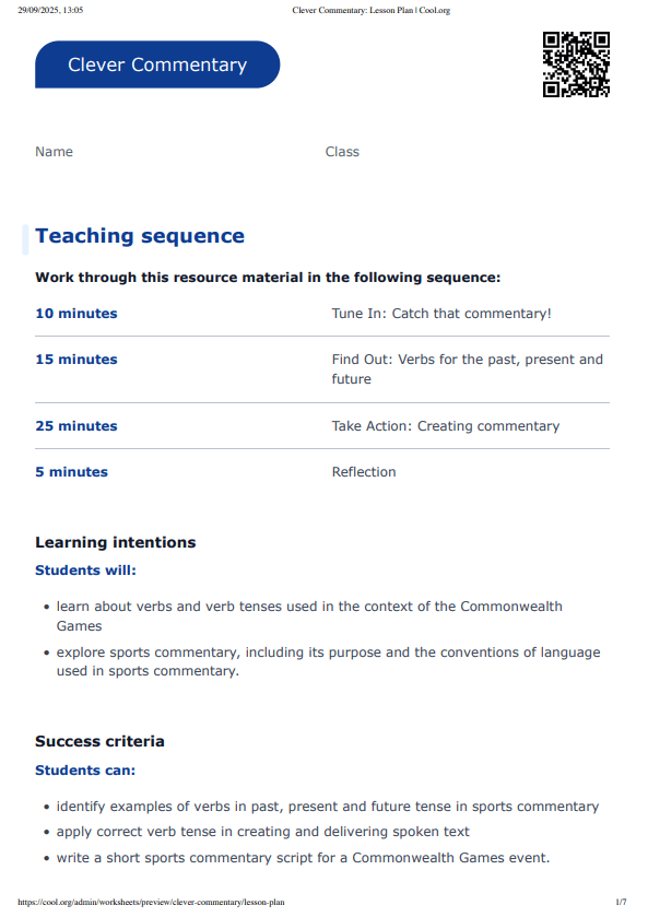 Sample Worksheet
