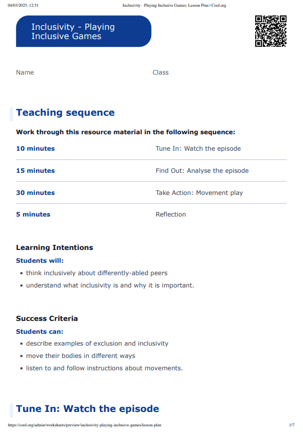 Sample Worksheet