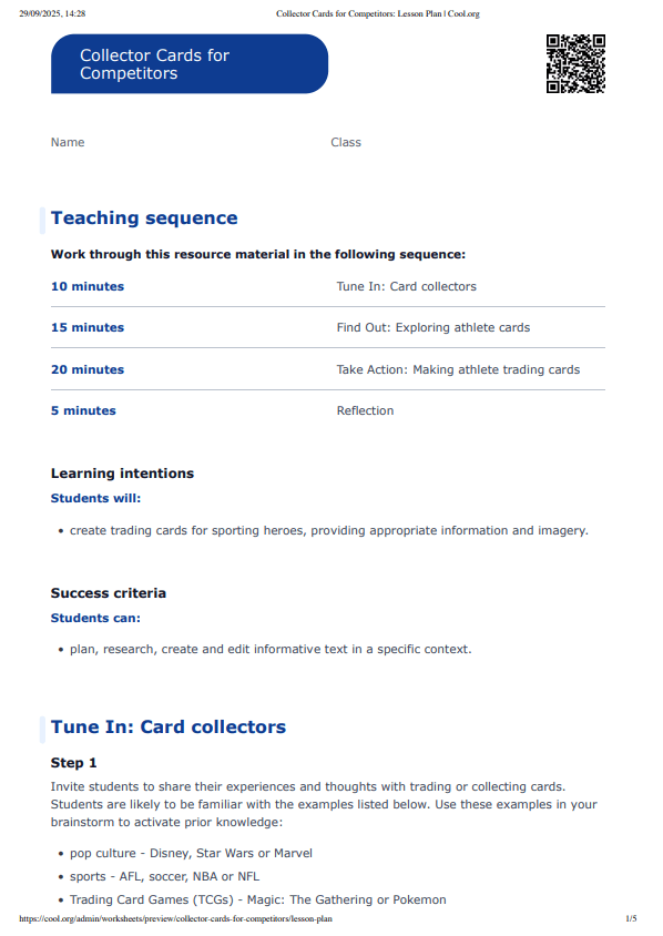 Sample Worksheet