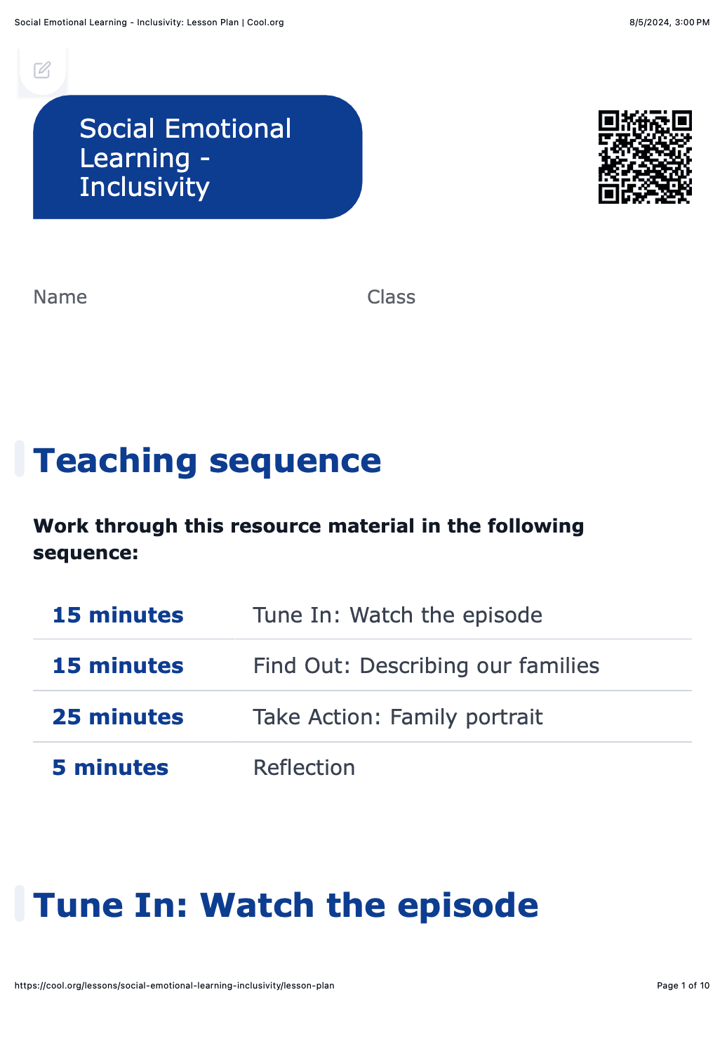 Sample Worksheet