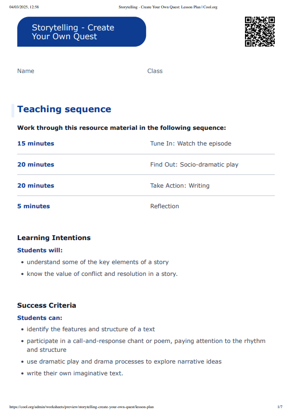 Sample Worksheet